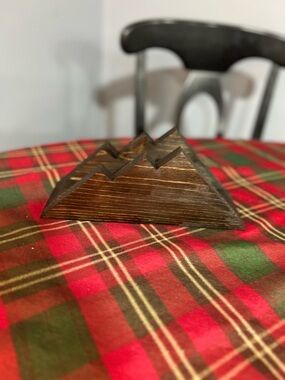 Hand Crafted Dark Brown Wooden Mountain Napkin Holder